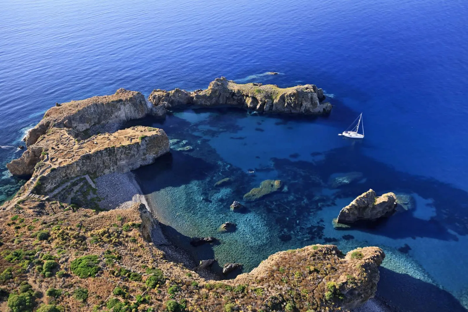 Panarea's islets and shallow reefs from the air