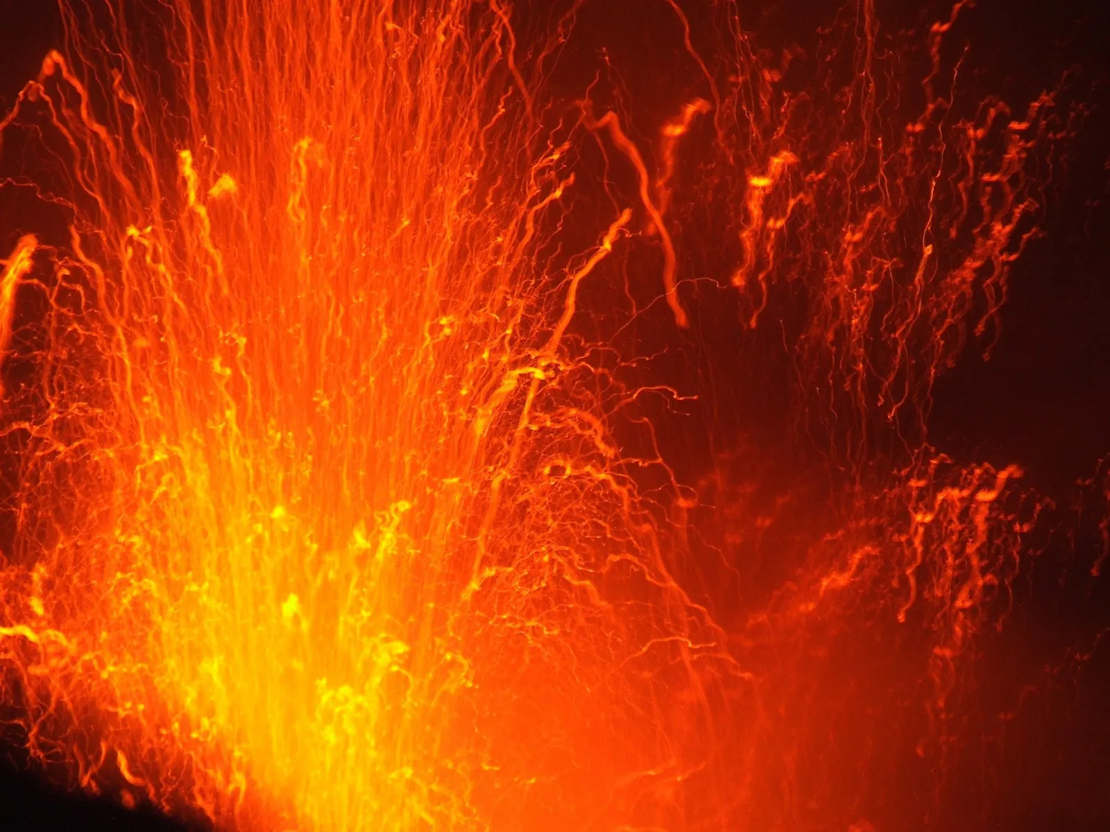 Close view of an eruption from one of Stromboli's craters