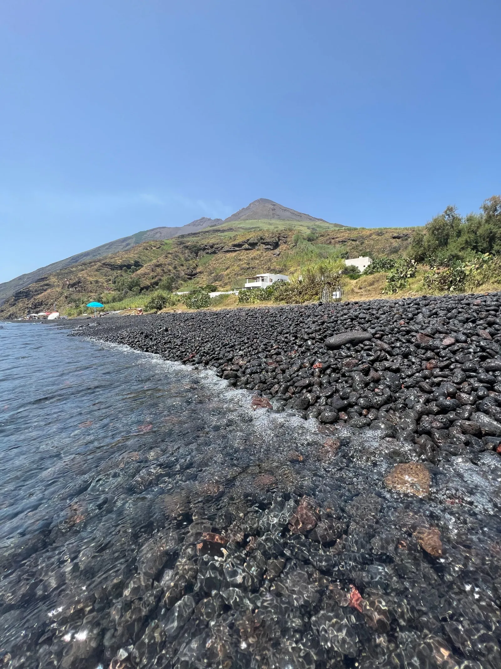 Black pebble beach on Stromboli