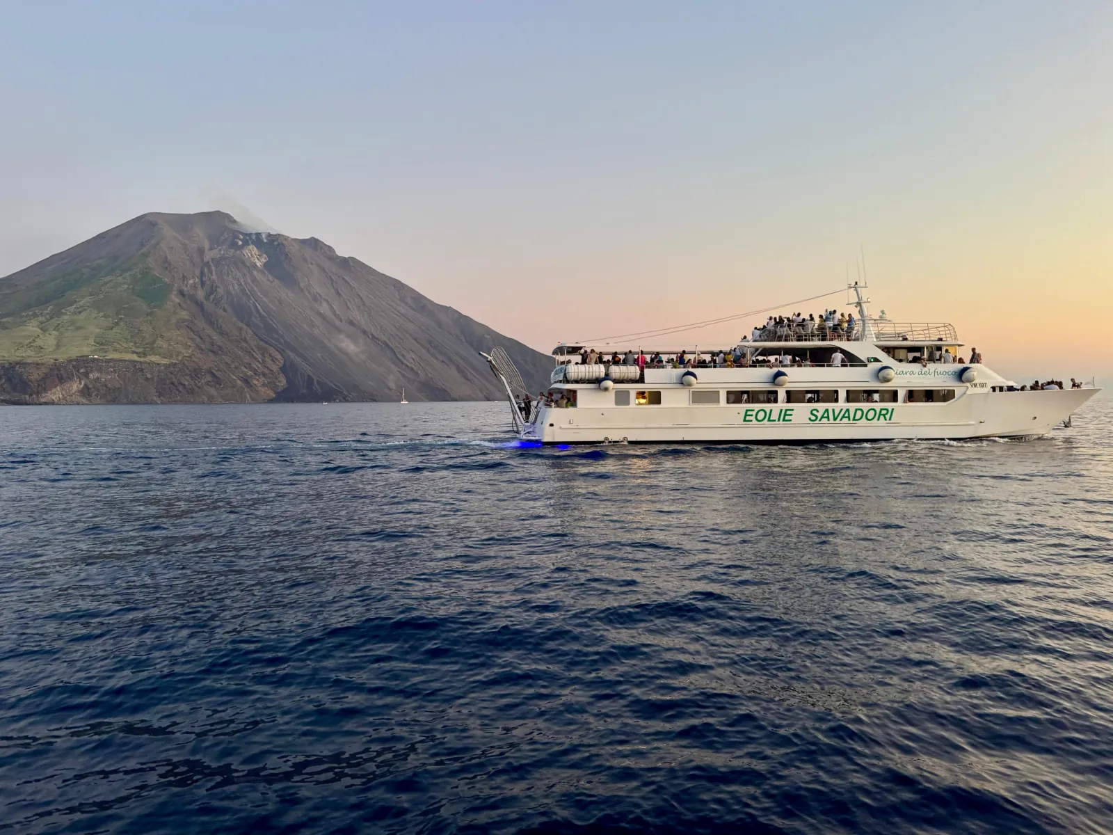 Savadori excursion ship sailing past Stromboli