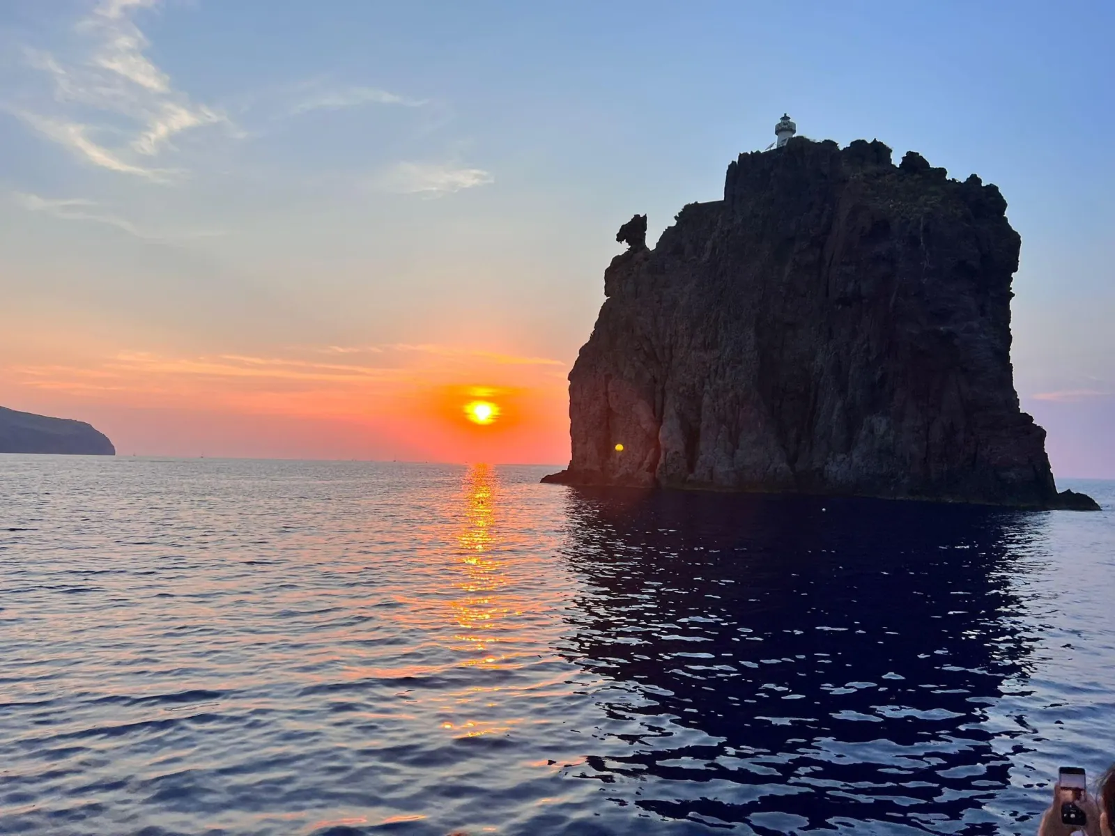 The sun setting behind Strombolicchio